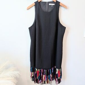 Trina Turk Black Dress with Multicolor Hem. Sz 12